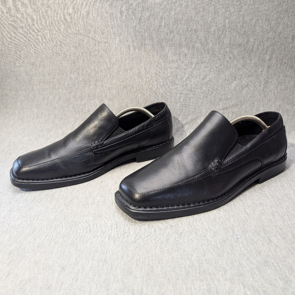 Florsheim Comfortech Dress Shoes Men's 11D Black Moc Toe Slip On Loafers